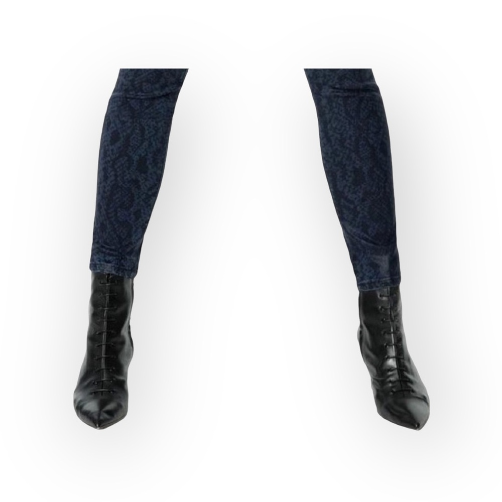 new Joe's Jeans ㋛ Charlie Skinny High Waist Jean ㋛ Coated Navy Python Print ㋛ - Picture 6 of 16